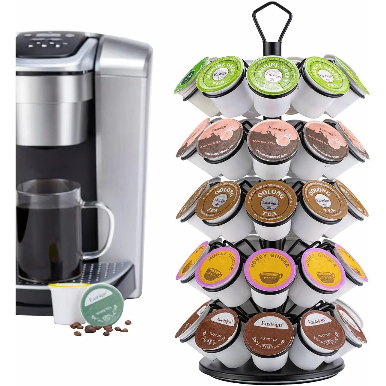 K-Cup Storage Coffee Capsules Pod Holder Carousel Capsule Display Storage for k-cup(45 pods-5 tiers)