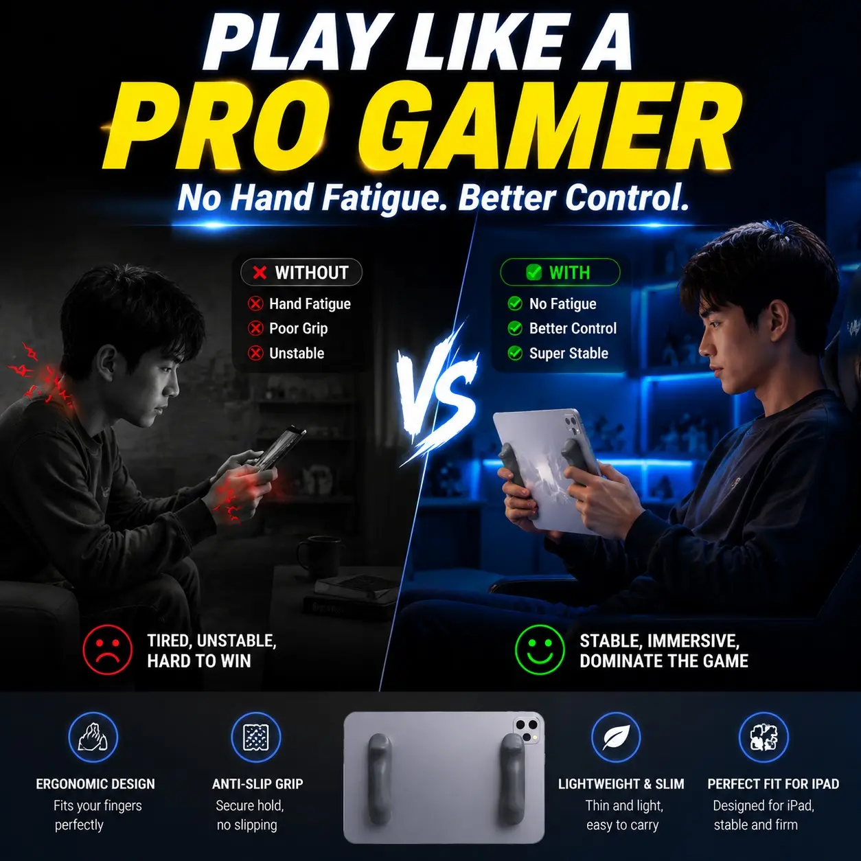 Silicone iPad Game Controller Pair, Mobile Gaming Stand for iPad, Tablet Accessories, Comfortable Play Experience, Ideal for Tablet Games, Grip