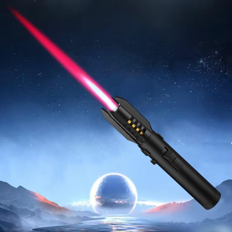 Windproof Refillable butane torch lighter, 360 °   use, with adjustable flame and lock switch, turbo torch spray ignition gun, camping barbecue welding supplies, cigar tools, perfect for cooking, Halloween, Christmas, Father's Day (without butane gas)