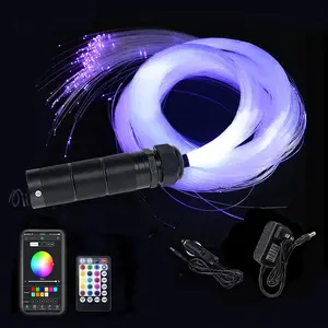 Use 6W RGBW 200 count 0.03in 6.5ft Fiber Optic Lights Starlight Ceiling Light Kit End Glow Optic   Mode APP Remote Sensory Lighting Indoor  Headliner Decoration
