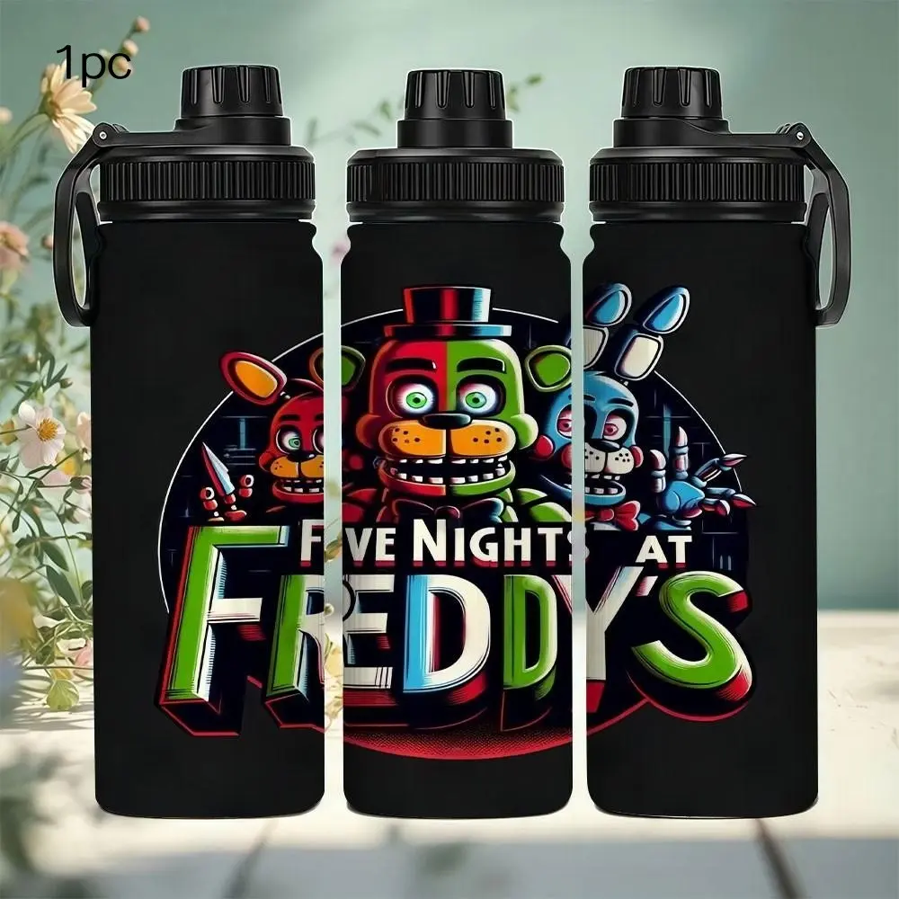 1pc 20oz Stainless Steel Insulated Water Bottle "Five Nights at Freddy's | Game Theme Sports Water Bottle", insulated vacuum drinkware, with handle and leak-proof lid. Suitable for various occasions. Personalized gift for birthdays/holidays