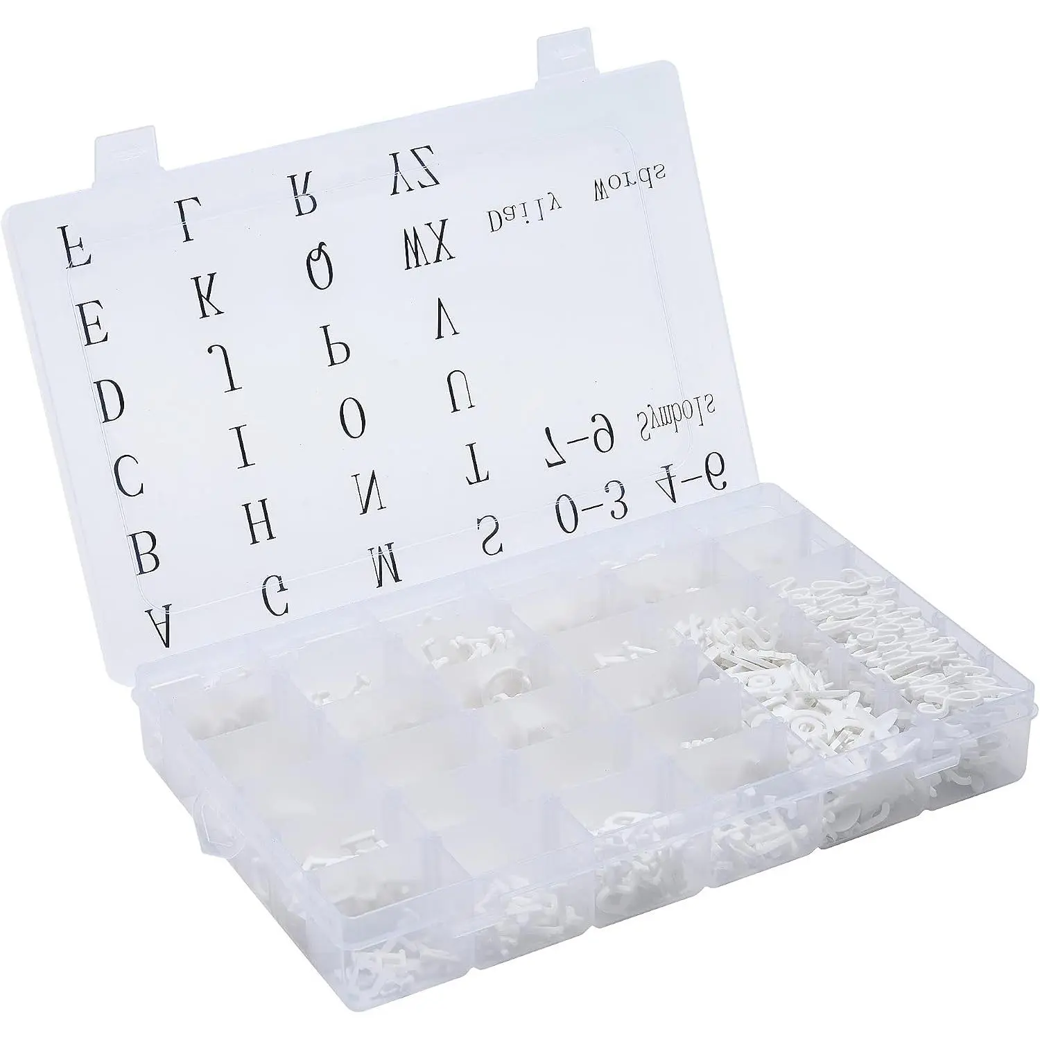 3/4 Inch Letters for Felt Letter Board, Pre-Cut 715 count with Tray | White plastic characters, numbers, symbols, daily words, as a  set for changeable message boards and signs