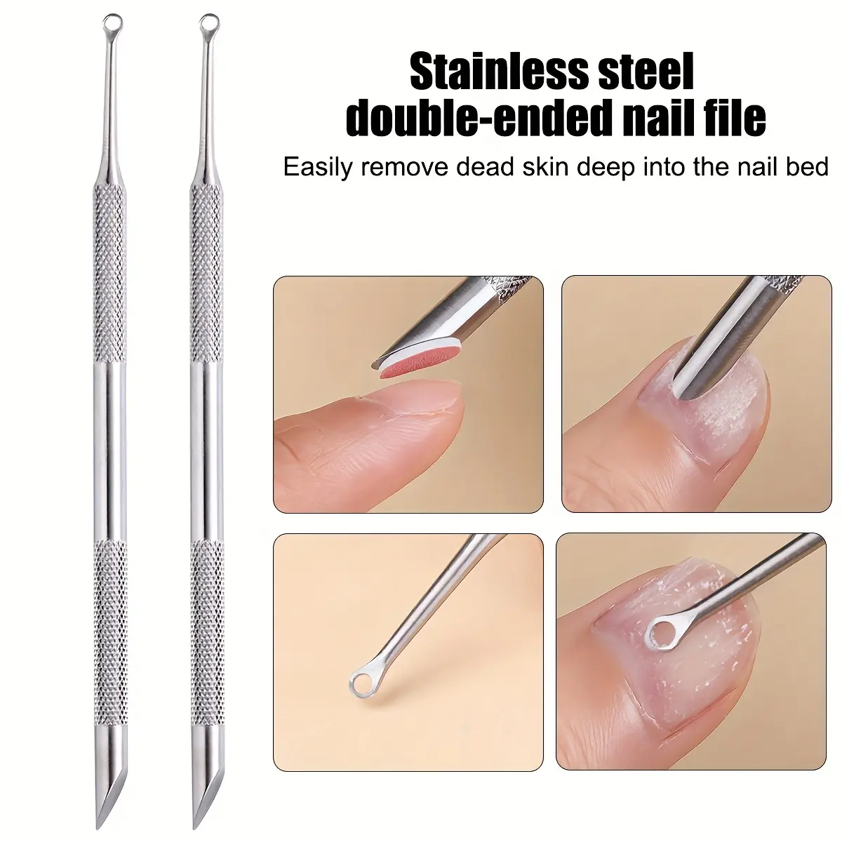 2pcs，Cuticle Remover • Manicure Tool Fork • Ultra-thin Scraper for Trimming Finger Edges • Russian Horseshoe Steel Cuticle Pusher • Stainless Steel Cuticle Remover