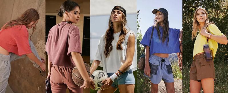 Women's Oversize Workout Crop Tops Casual Short Sleeve Drop Shoulder Boxy T-Shirts Roll Hem Basic Loose Running Tees