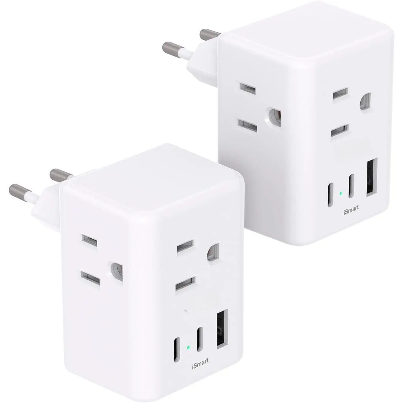 2 Pack European Travel Plug Adapter, International Power Plug Adapter | 3 Outlets 3 USB  Ports(2 USB C), Type C Plug Adapter  Travel Essentials to Spain  France