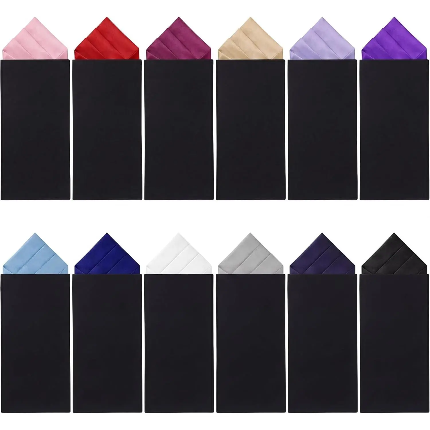 12 Pcs Pocket Squares for Men Polyester Pre Folded Suit Pocket Handkerchief on Card Masculine Suit Accessories Men (Classic Style)