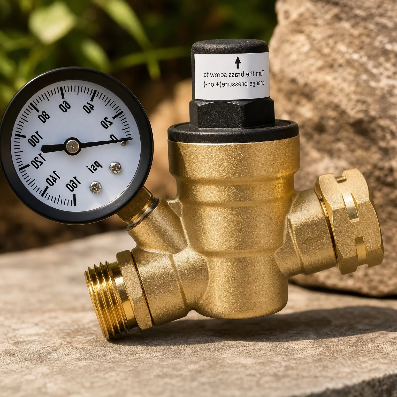 RV Water Pressure Regulator with Adjustable 0-160 PSI Gauge, 3/4 InchGift
