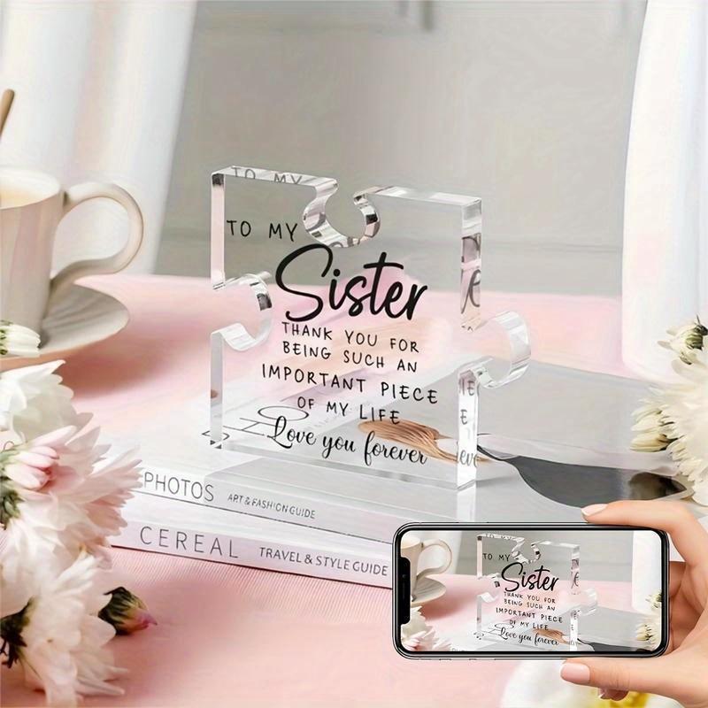 Sisters Acrylic Jigsaw Plaque 3.5×4in Custom Friendship Keepsake Assemblable 2D Puzzle Photography Prop Sentimental Gift for Sisters Best Friends Birthdays Weddings Thanksgiving Christmas