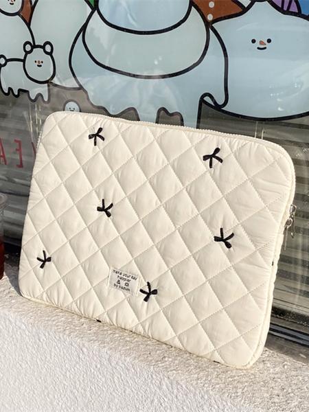 Cute Lingge Embroidered Bow Tablet Bag Laptop Bag compatible with Macbook Full of Girl Hearts Laptop Cover
