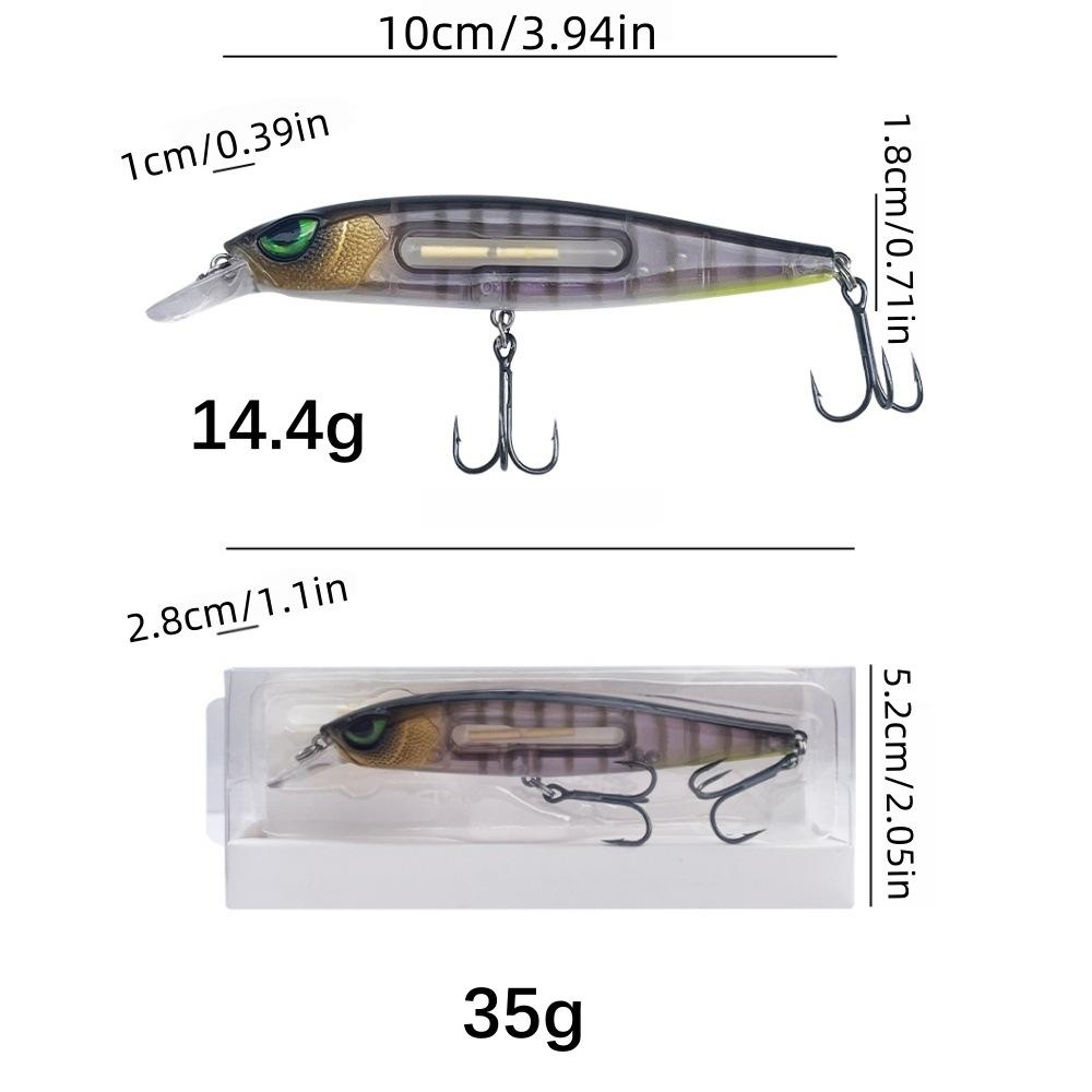 Glow In Dark Sinking Minnow Lures 14.4g Fishing Bait Set Realistic Luminous Swimbaits Sharp Hooks Durable Hard Baits for Freshwater Saltwater Bass Trout Walleye Outdoor Fishing Tackle Gear Angling Supplies