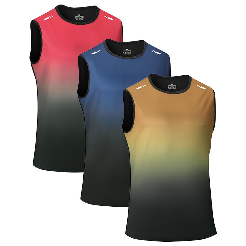 1/3 Pack Men's Gradient Sleeveless Gym Tank Tops, Quick Dry Moisture Wicking Athletic Workout Vests, Summer Casual Streetwear Sportswear Multiple Colors