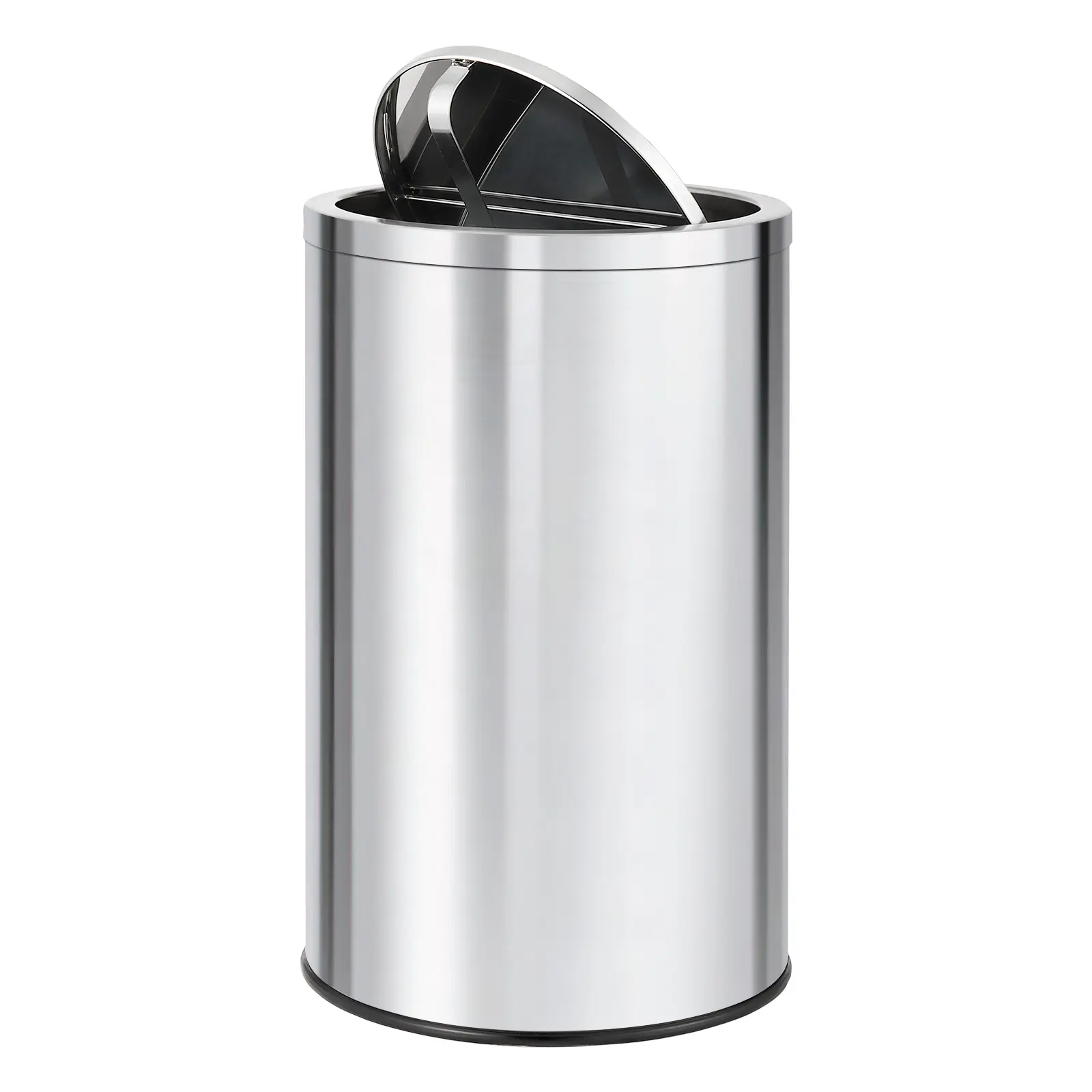 Garvee Brushed Stainless Steel Swing Top Trash Can - 18.5 Gallon/70L, 360° Lid, Removable Inner Bucket, Heavy Duty Large Capacity Garbage Bin for Kitchen, Office, Restaurant, Modern Home Recycling