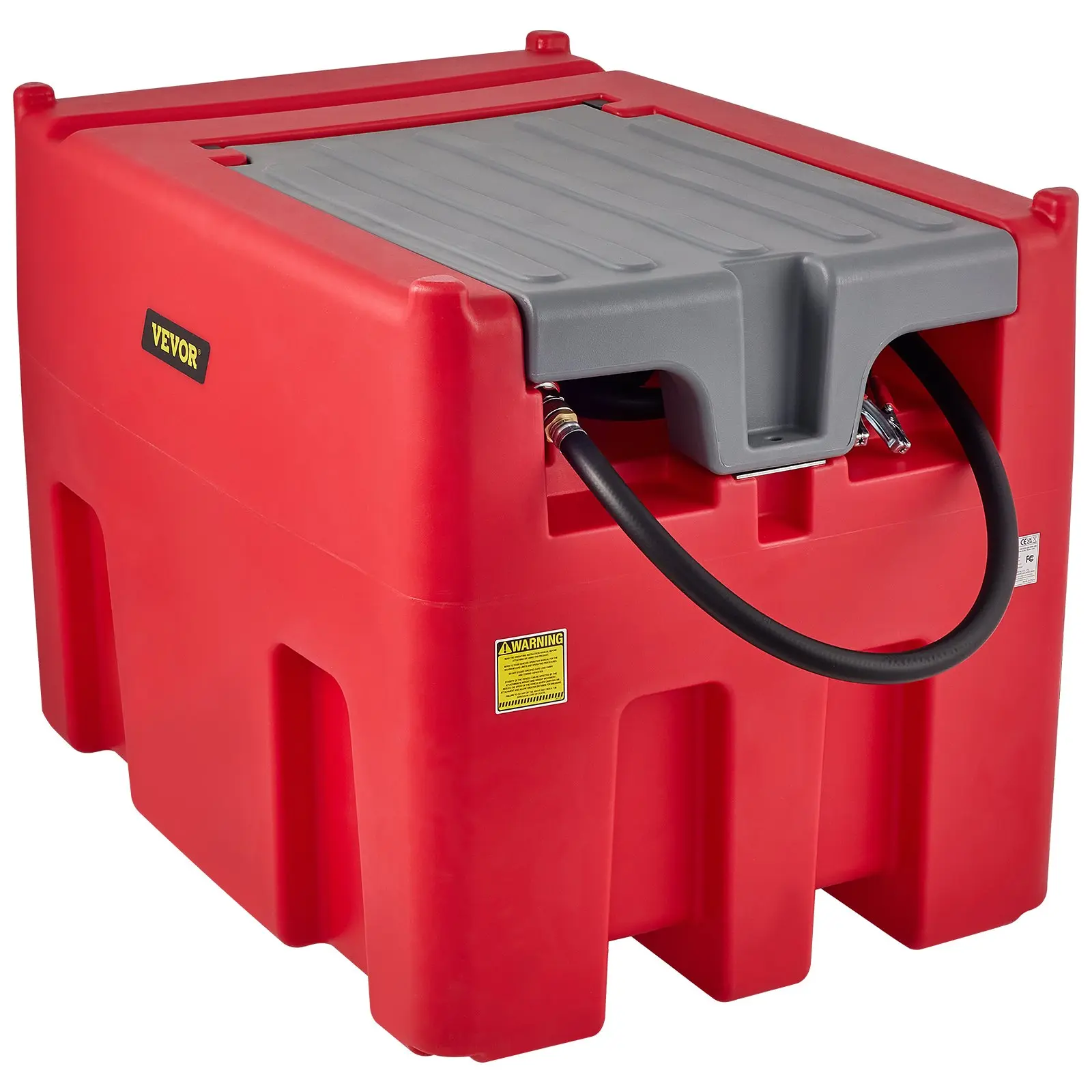 VEVOR Portable Diesel Tank, 116 Gallon Capacity 10 GPM Flow Rate, Diesel Fuel Tank with 12V Electric Transfer Pump and 13.1ft Rubber Hose, PE Diesel Transfer Tank for Easy Fuel Transportation, Red