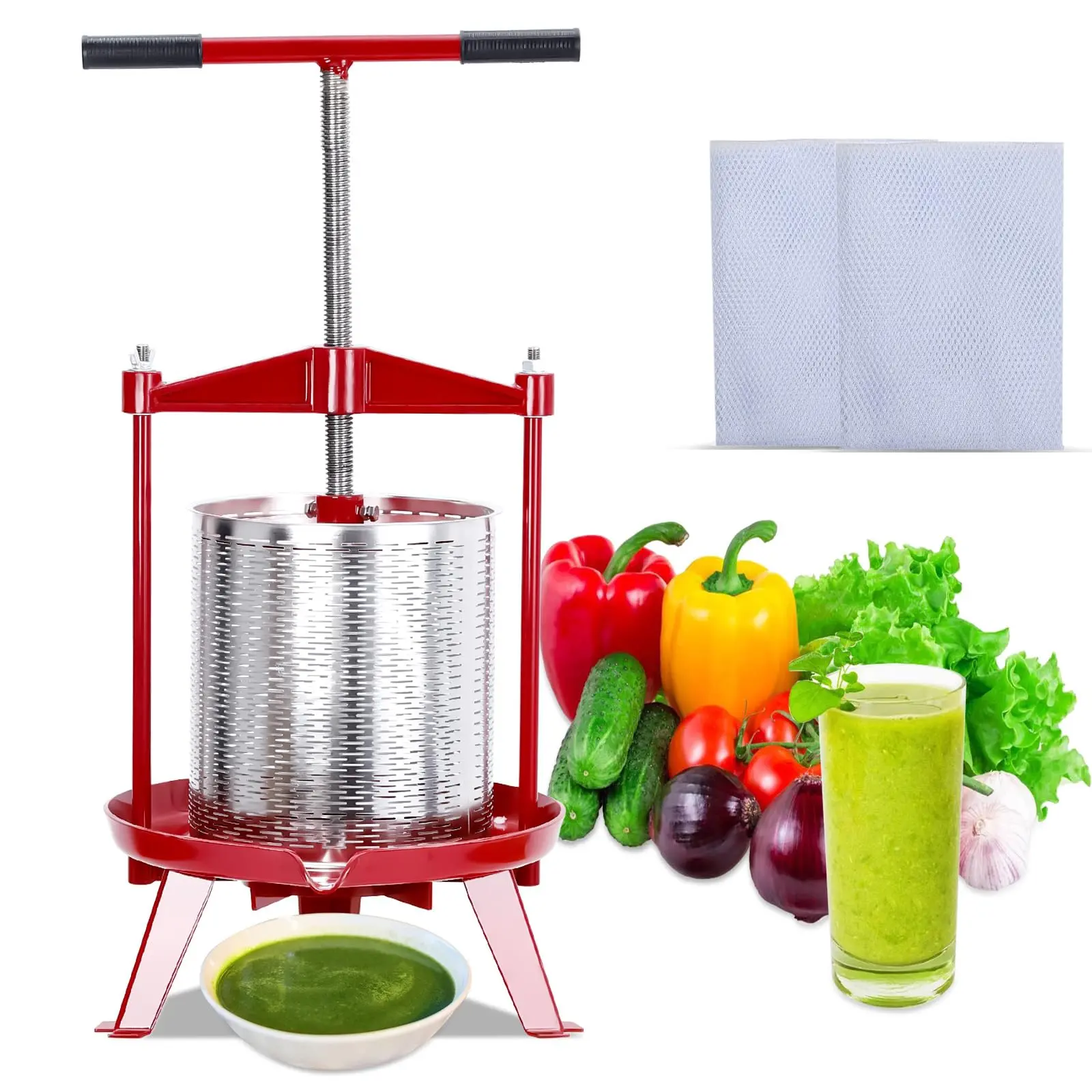 GARVEE3.69 Gal Stainless Steel Wine Press with T-Handle, Kitchen Use