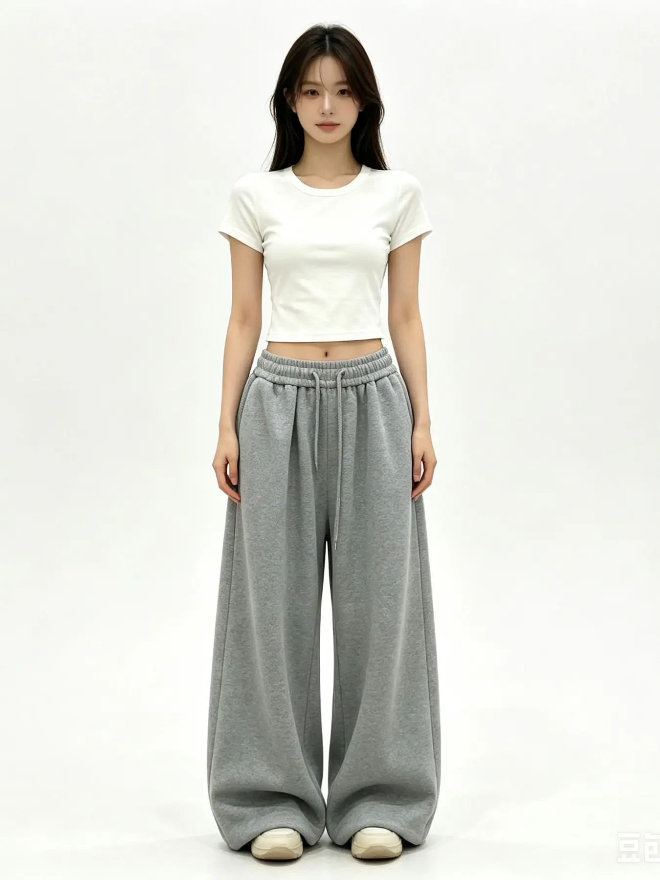 Light Elastic Waist Drawstring Wide Leg Sweatpants, Loose Fit Drop Crotch, Side Pocket Design, Casual Streetwear, All Seasons