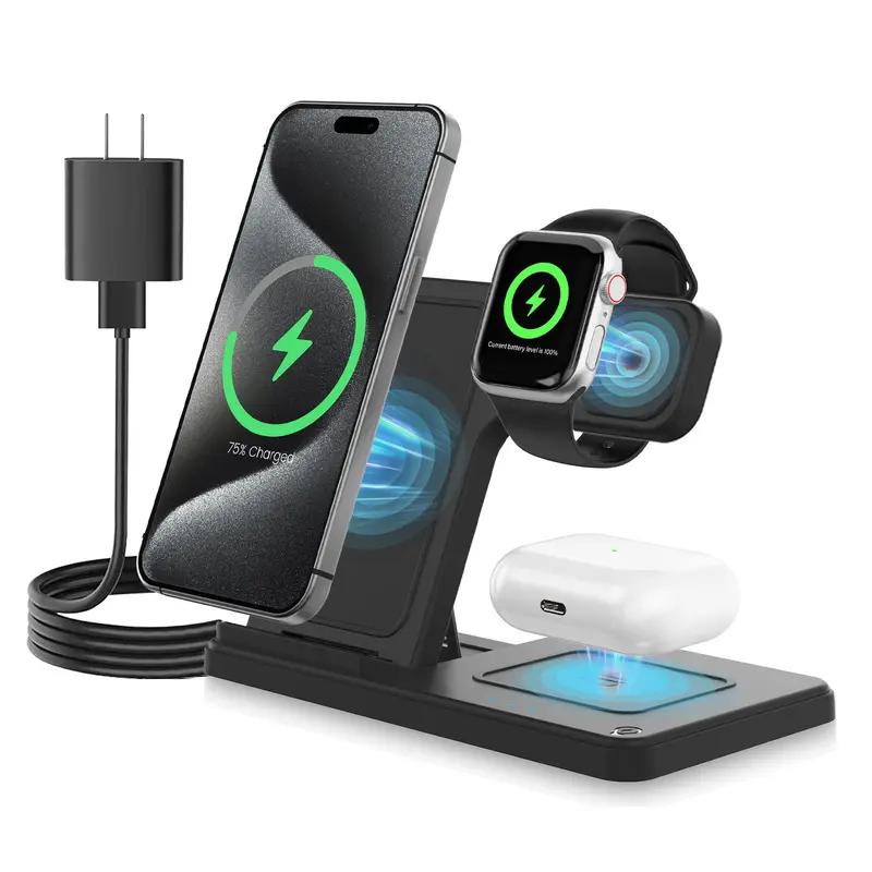 3 in 1 Wireless Charging Station, Foldable 15W Fast Wireless Charger Stand for Apple Devices, Qi-Certified for iPhone 18/17/16/15/14/13/12/11/Pro/Max/X/XR/Samsung, iWatch-SE/7/6/5/4/3/2 & AirPods, QC-3.0 Adapter Included 3 in 1 Wireless Charging Station, Foldable 15W Fast Wireless Charger Stand for Apple Devices, Qi-Certified for iPhone 18/17/16/15/14/13/12/11/Pro/Max/X/XR/Samsung, iWatch-SE/7/6/5/4/3/2 & AirPods, QC-3.0 Adapter Included