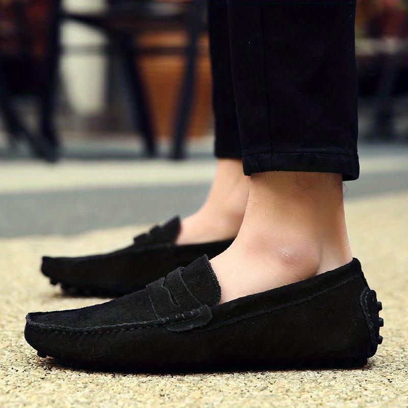 Comfy Men's Solid PU Leather Loafers, Casual Slip On Flat Shoes For Outdoor Footwear men's shoes