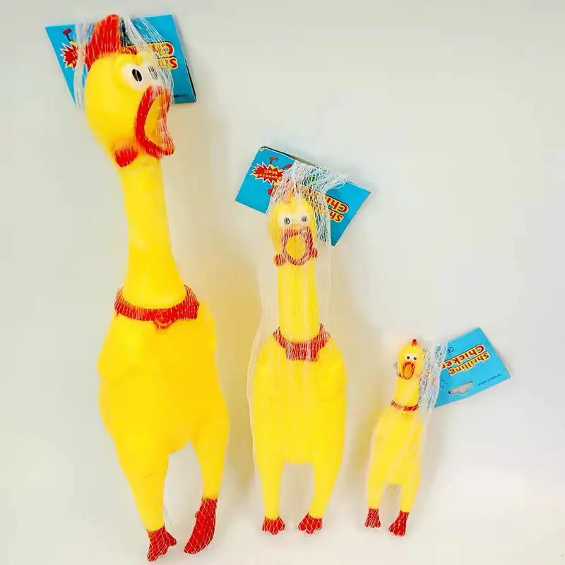 Large, medium, and small-sized vinyl screaming chicken toys for venting and pranking dogs and pets, interactive toys, wholesale from manufacturer