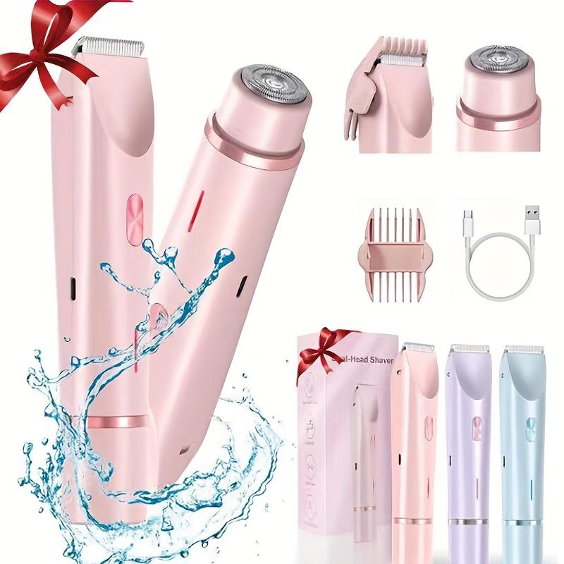 Dual-Head 2-in-1 Women'S Electric Shaver for Balding, Eyebrows, Face, Legs & Underarms - Wet/Dry Use Hair Remover - Portable Bikini Trimmer -  - Gentle & with Stainless Steel Blades, Wet Shaving Device |   Elegant Groomin body  trimmer  for  women