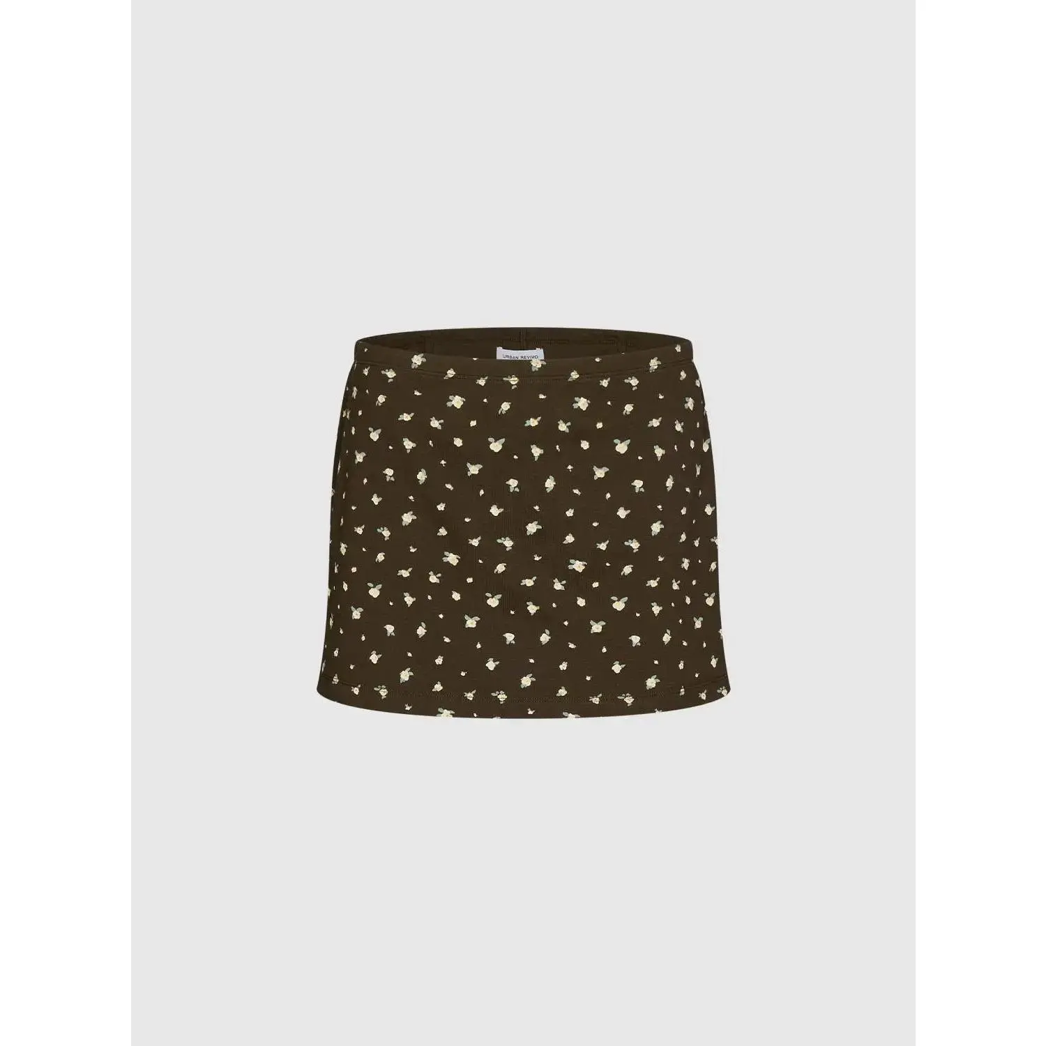 URBAN REVIVO Women's Casual A-Line Mini Skirt in Comfortable Stretch Cotton with a Micro-Floral Print and Gentle Drape, Bottom, Day, Everyday, Bottoms, Lightweight, Elegant, Versatile Aesthetic, Clean Finish, Short Length, Printed, Cotton Blend, Cold Wash