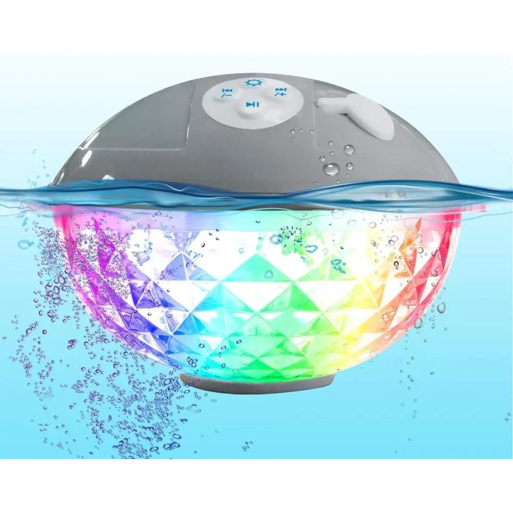 Floating Pool Speaker with Colorful Lights, IP68 Waterproof Bluetooth Speaker, Crystal Clear Sound for Pool, Hot Tub, Spa & Outdoor