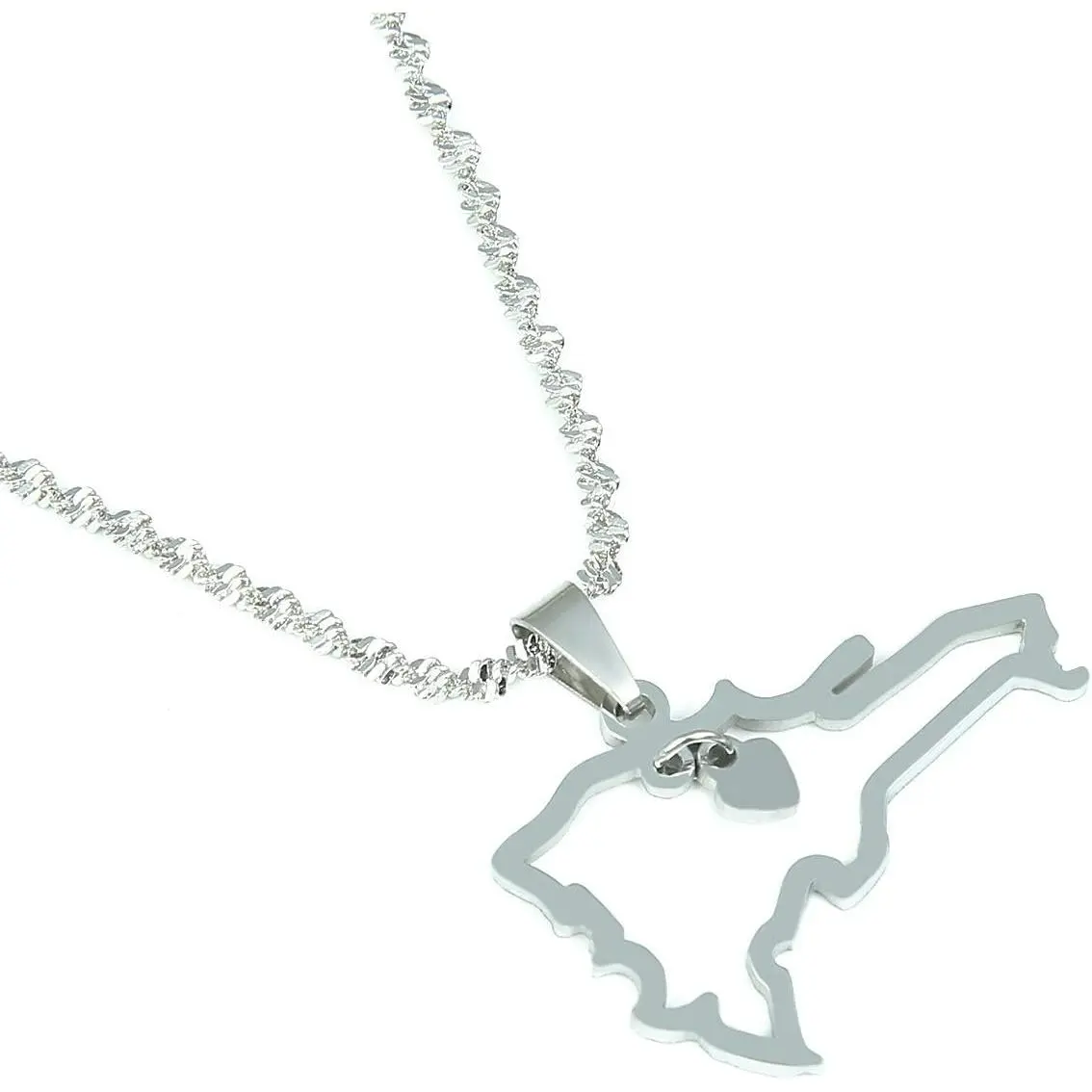 Stainless Steel Heart The Dominican Republic Map Pendant Necklace Jewelry Map of Dominican
