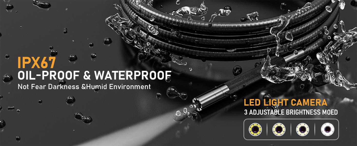 Two-Way Articulating Borescope Camera with Light, Industrial Endoscope Inspection Camera with Light, 0.24in Articulated Probe, 5FT Flexible Snake Scope for Wall Automotive Engine Plumbing HVAC Inspect