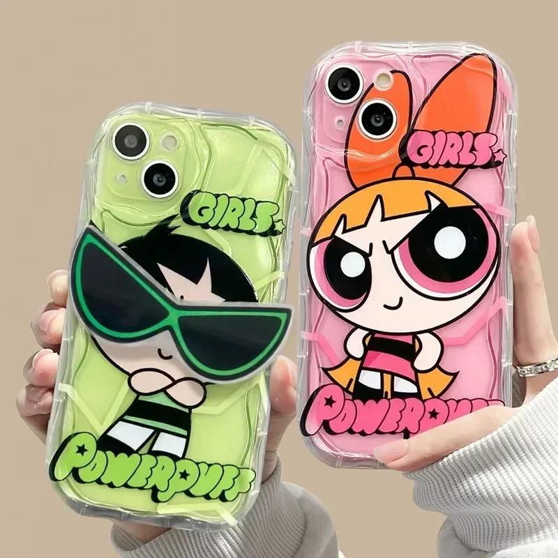Glasses Bracket The P-Powerpuff Girls Wave Silicone Edge Case for iPhone 17 16 15 14 13 12 Mini 11 Pro Max XS X 8 7 Plus Cover