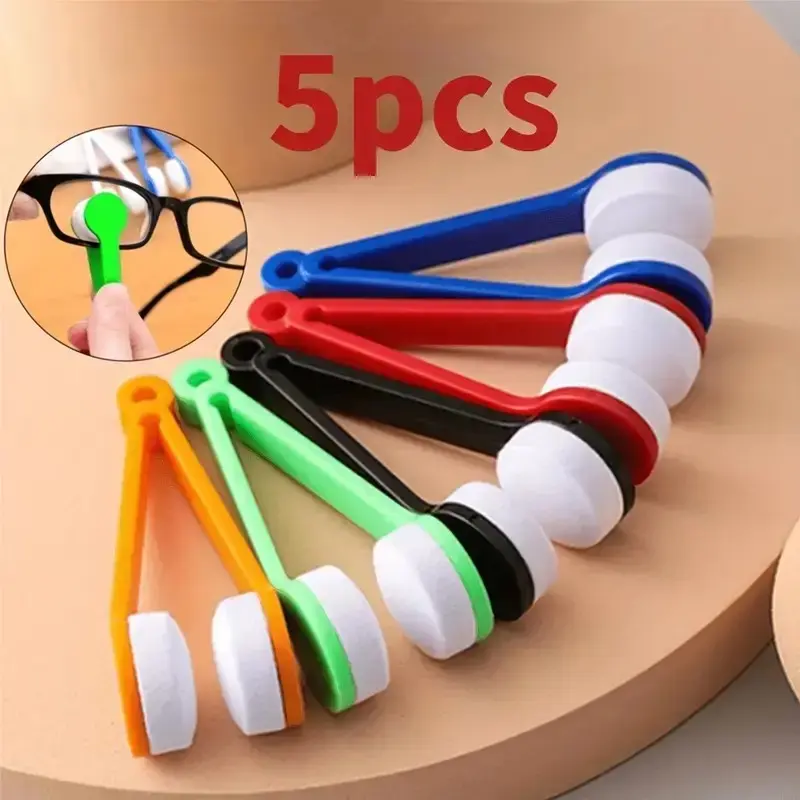 5-Piece Eyeglass Lenses Cleaning Kit, Portable Travel Set with Microfiber Cloth & Dual-Ended Brush, Keep All Types of Glasses Spotless Anywhere, Cleaner