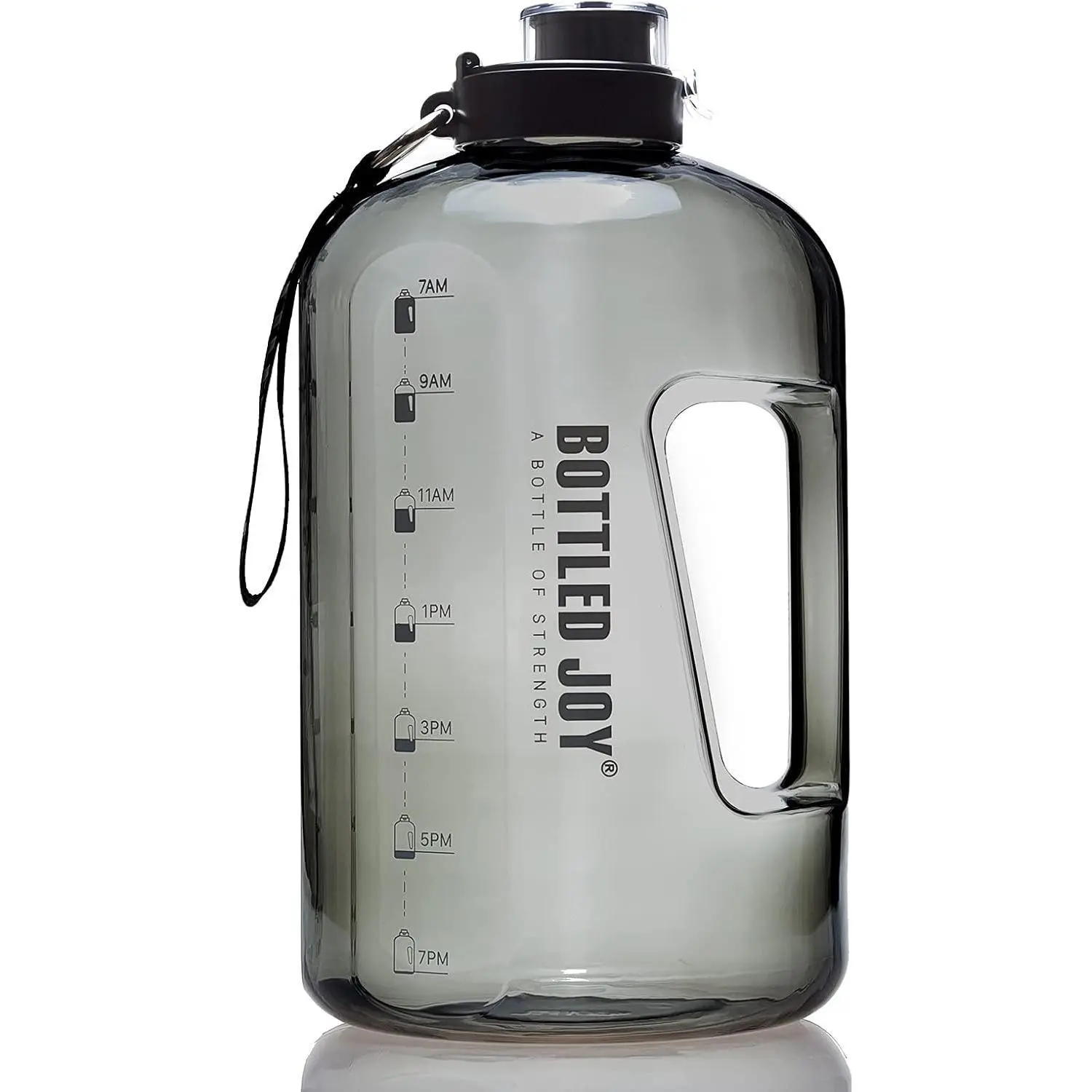 1 Gallon Water Jug with Flip-top Lid and Handle Strap, Leak-proof BPA Free Reusable Time Marker Reminder Large Capacity Gallon Water for Outdoor Sports Fitness Gym Hiking