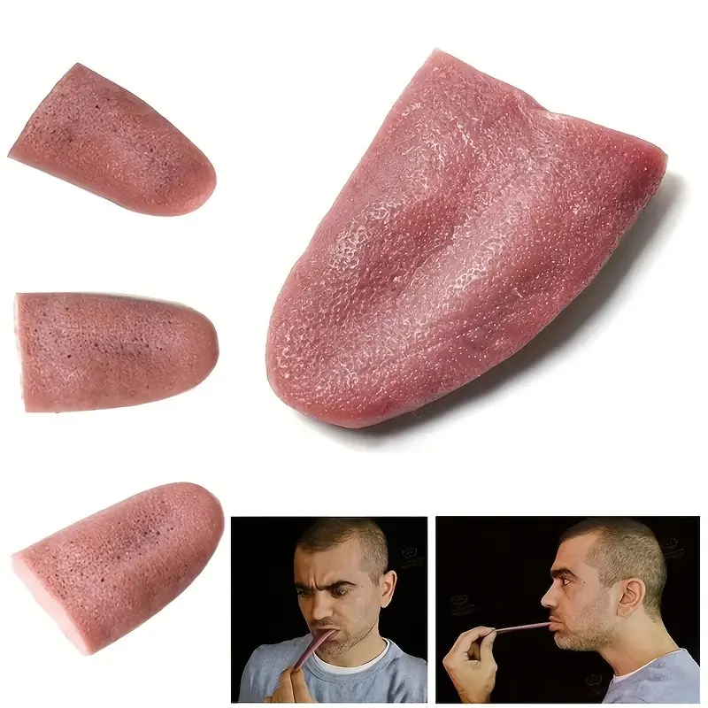 Funny Halloween Prank Fake Tongue Prop, Realistic Spooky Horror Costume Accessory, Reusable Hand Washable Trick Toy for Cosplay & Party Decor