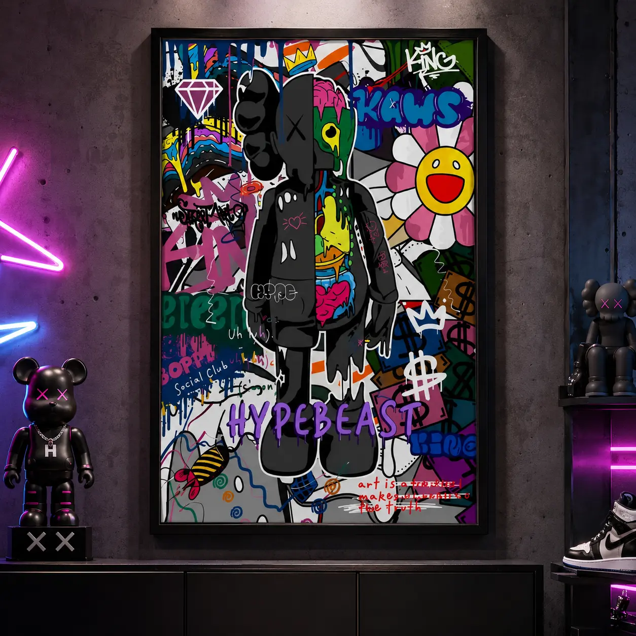 Art Poster: Graffiti Hypebeast Decor Poster. These posters are filled with positive energy auras, perfect for crafting a room's aesthetic with a vibrant and colorful ambiance. home wall, Canvas Wall Art, Graffiti Print, Room Decor, Bedroom Decor
