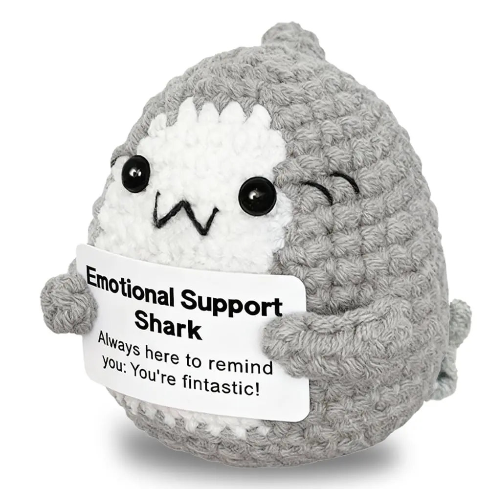 1pc A Cute, Plush, Encouraging Grey Shark Crocheted Soft Cuddly Gift, A Delicate Handmade Emotional Comfort Doll, A Novel Gift for Friends, Colleagues, Family, Graduation Season, and Thanksgiving, Amigurumi