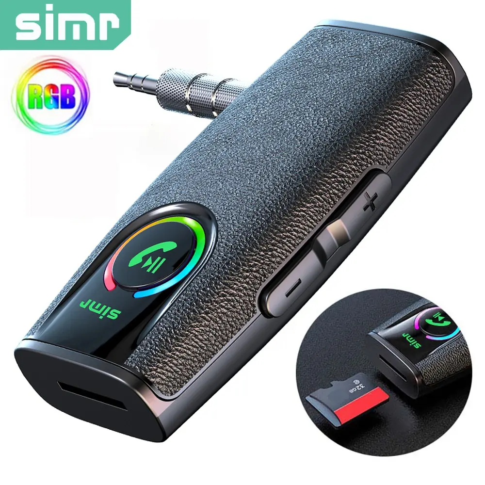 Bluetooth-compatible V5.4 Audio Receiver, Hands-Free Call, Automotive Car Aux 3.5mm Adapter, Supports TF Card, Wireless Audio Receiver for Car, Home Stereo, Wired Headphones simr Q2