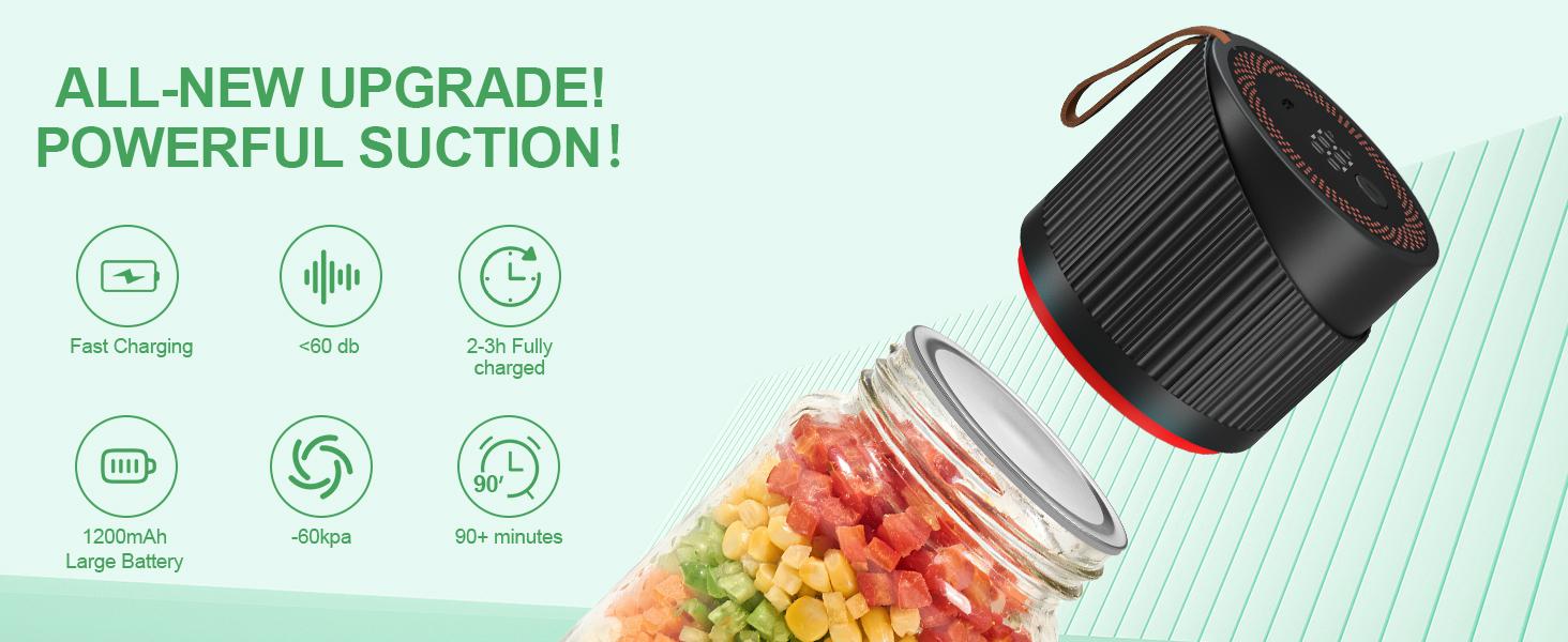 Upgraded 4-in-1Electric Mason Jar Vacuum Sealer Kit for Wide &Regular Mouth Jars,Wine Bottles,Vacuum Bags,Containers,Portable Automatic Canning Vacuum Sealer Machine for Kitchen,RV Travel Food Storage