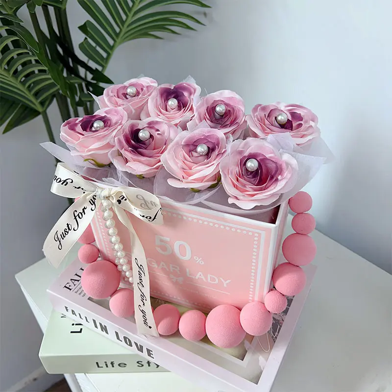 Exquisite artificial rose soap flower gift box with gentle floral scent, petals usable as bath soap. Eternal flowers keep long time, ideal romantic gift for girlfriends and friends on Valentine’s Day, graduation and birthdays.