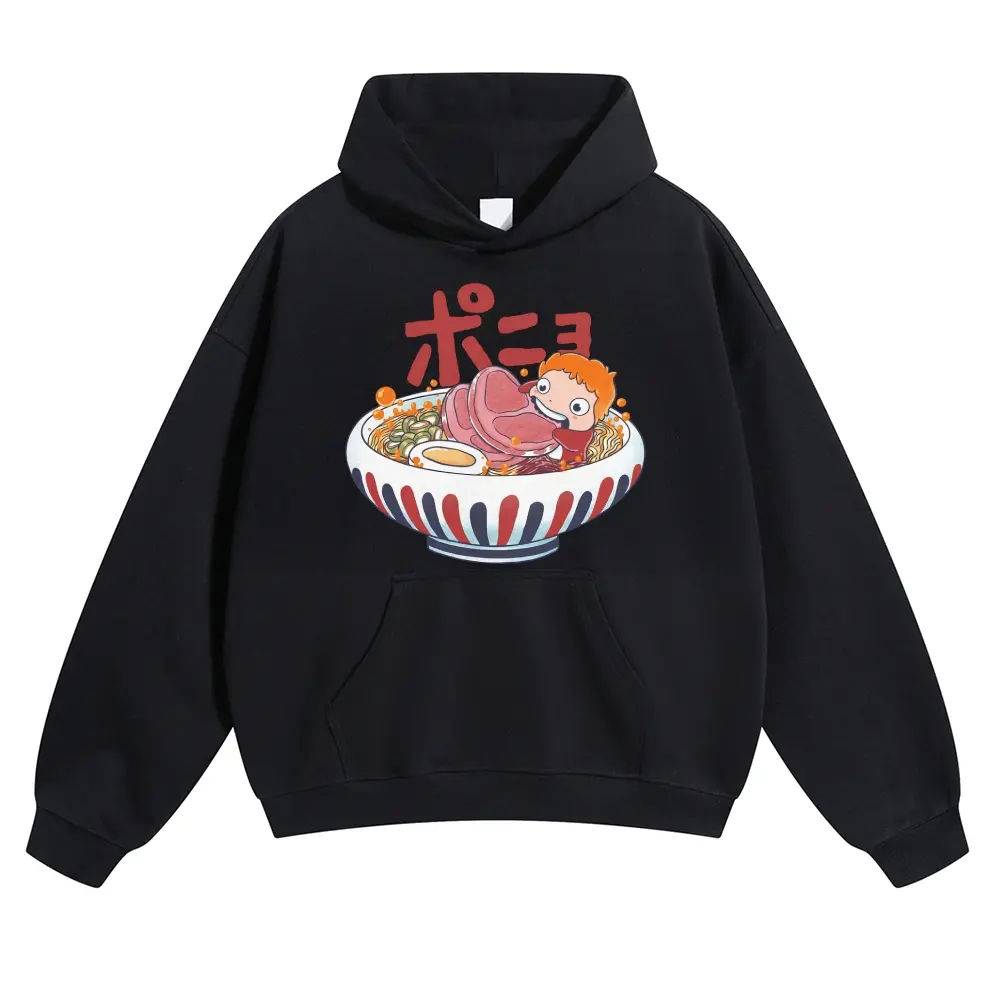 Unisex Studio Ghibli Mermaid Girl in Japanese Ramen Graphic hoodie Personalized Pattern Y2k Clothing Round Neck hoodie,Women's Clothing, Menswear, Top, Vintage Style,Summer Casual Oversized