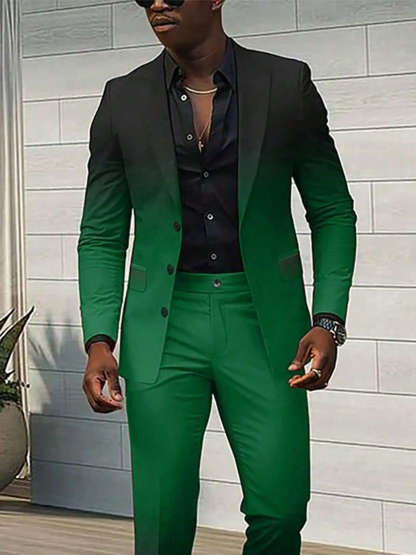 2pcs Men's Business Casual Gradient Blazer Set, Suits, Plain Surface Fitted Blazers, All Seasons Wear, China Origin, Batch Number 2026/8/8