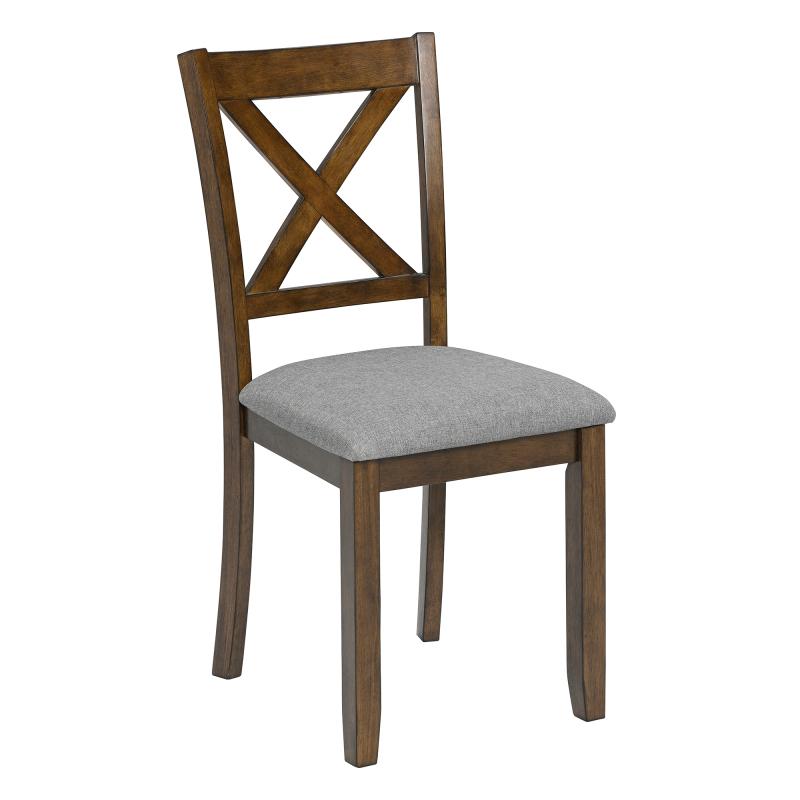 5 Piece Modern Dining Set, Square Wooden Dining Table with 4 Upholstered Chairs for Kitchen, Dining Room, Walnut