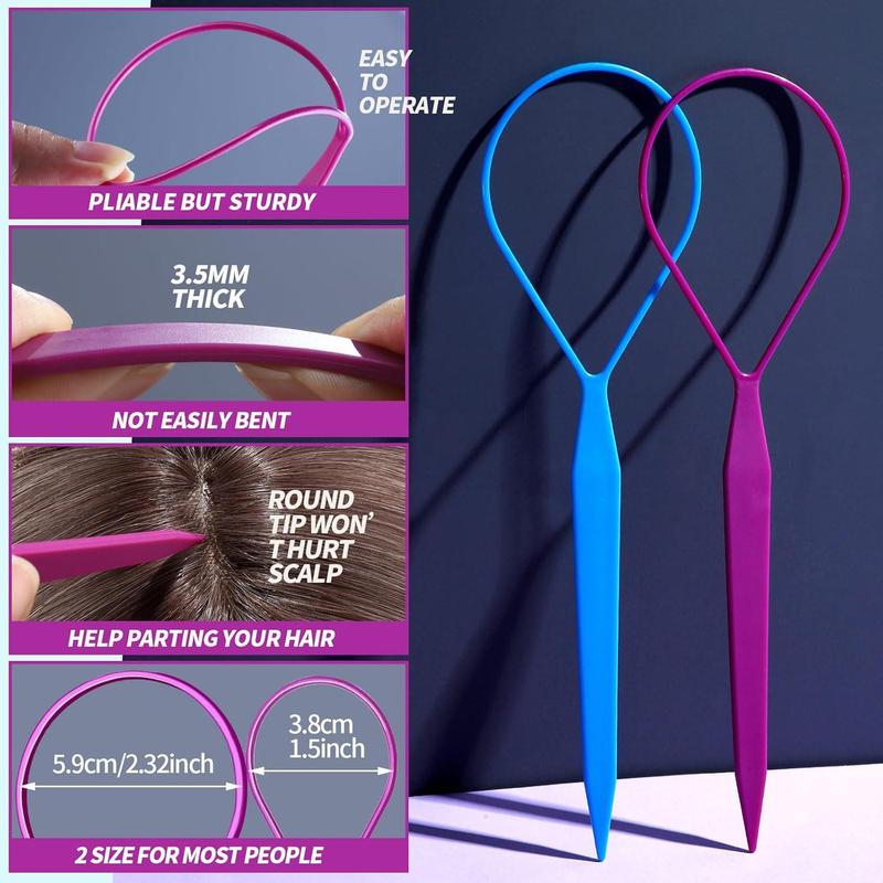Professional Hair Tie Set, 1 Set Hair Ties and Hair Styling Tool, No-Heat Hair Styling Accessories for Girls and Women