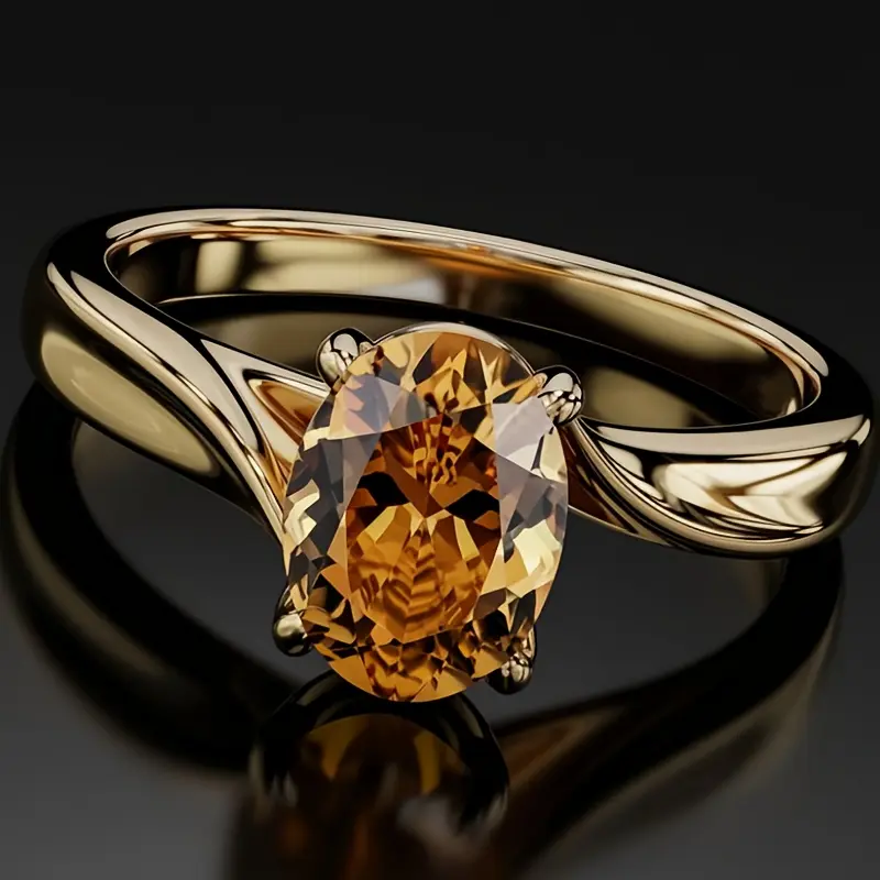 Elegant Luxury Inlaid Champagne Cubic Zirconia Copper Engagement Ring, Suitable for Daily Wear, Parties, Weddings And Special Occasions, Versatile Jewelry, Ideal Gift for Valentine'S Day And Christmas
