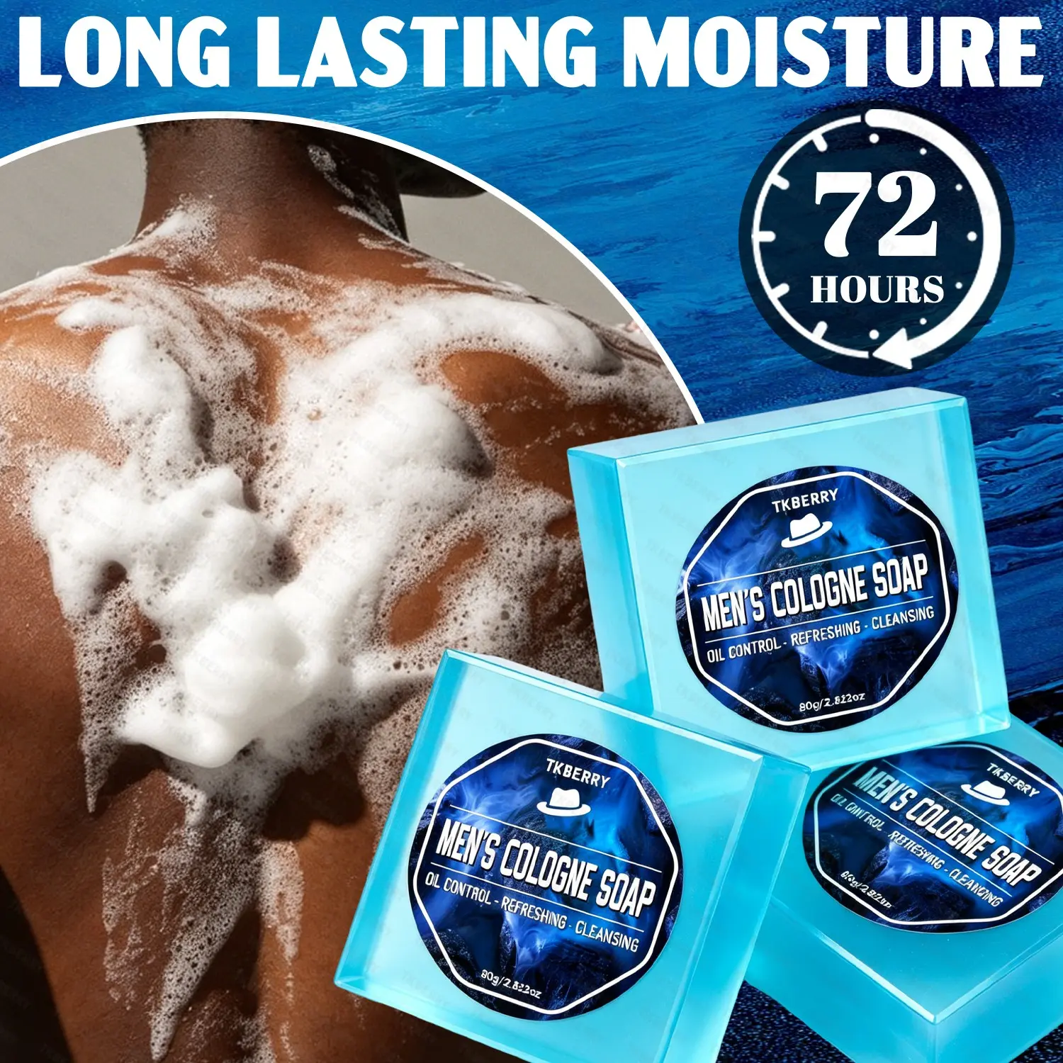 3pcs Men'sCleaning soap,with Shea Butter and Olive Oil,for Facial, Bath,beard And Hair Soap, Deeply Cleanses, Controls Oil, Smooths And Refines Skin,Moisturizes Care Skin,Cologne fragrance,72hour Odor control Long-Lasting,Men's Multi purpose handmade soap