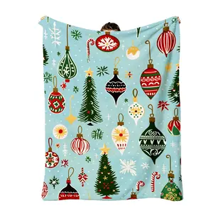 1Pc Christmas Ornament, Christmas Tree, Snowflakecozy Flannel Blanket Cozy Soft Flannel Blanket For Sofa Bed Car Office Couch Soft Warm All-Season Throw With Multi-Color Animal Design, Hand Wash Only For Couch Sofa Bed Office Camping Travel