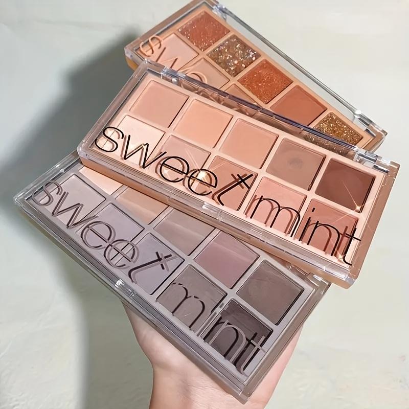 10 colors eyeshadow palette pearlescent glitter super flash matte blush highlighter all-in-one palette multi-purpose cold earth color low saturation matte khaki gray powder daily enhance complexion eyeshadow Valentine's Day gift