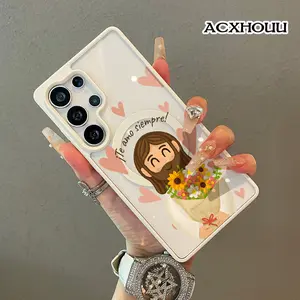 Magnetic Vintage Case Spanish Te Amo Jesus Floral Print for SAMSUNG S26 ULTRA S25 S24 S23 S22,Aesthetic Vibes Lightweight,Shockproof,Silicone,Scratch Resistant,and Cute