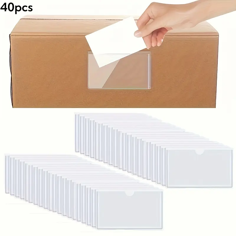 40pcs - Clear Self-Adhesive Index Card Envelope Bags, 10x6 cm, Top Opening Plastic Label Holder for Organizer Business Card Holder Label Bags for Planning Index Cards