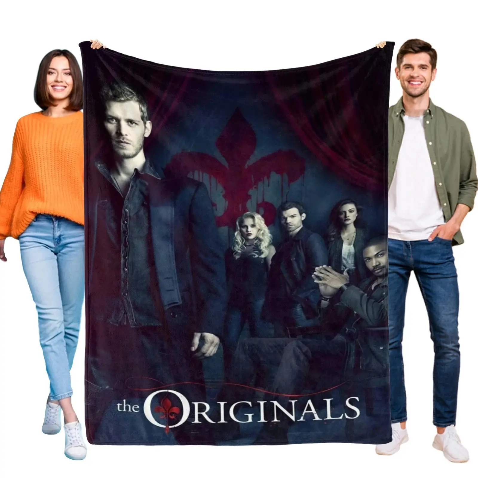 Mikaelson Family Cast The Originals Flannel Throw Blanket - Dark Gothic Vampire Drama Multi-Size Fleece Blanket, Cozy Collectible Gift For Fantasy TV Show Fans