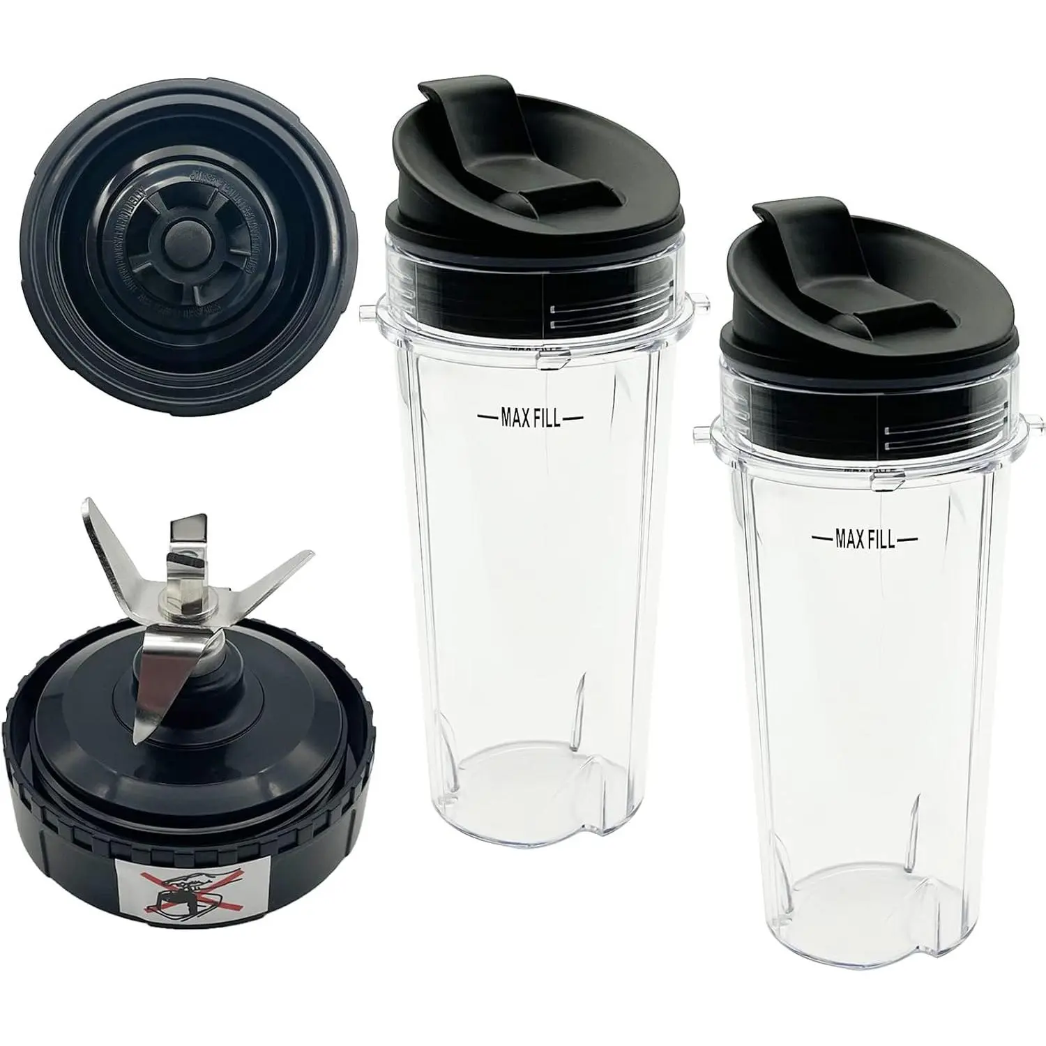 Blender 5-Fins  & 2 16oz Single Serve Cups with    for , Base Extractor  for Nutri  Blender 700 Watts QB3000, QB3000SS, QB3000SSW, QB3001SS 30, QB3004, QB3005