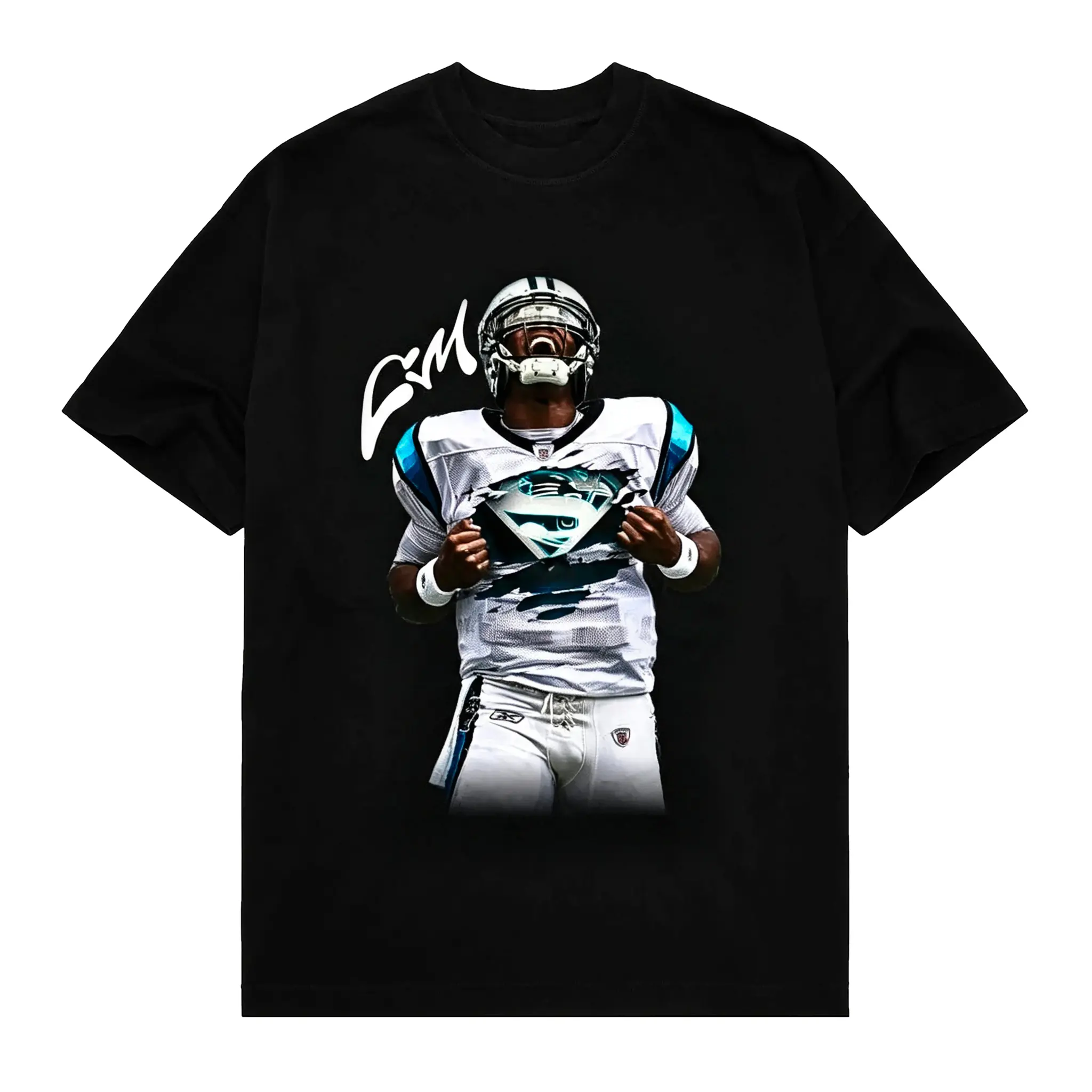 Cam Newton Graphic T-Shirt, Men's Football Fan Tee, Classic 90s Vintage Sports Shirt, Short Sleeve Casual Top