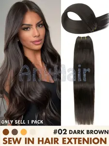 Best-Selling Straight Hair Extension, Heat-Resistant, Dark, 26 Inches, Hand-Woven, Ideal for Women DIY Hairstyles